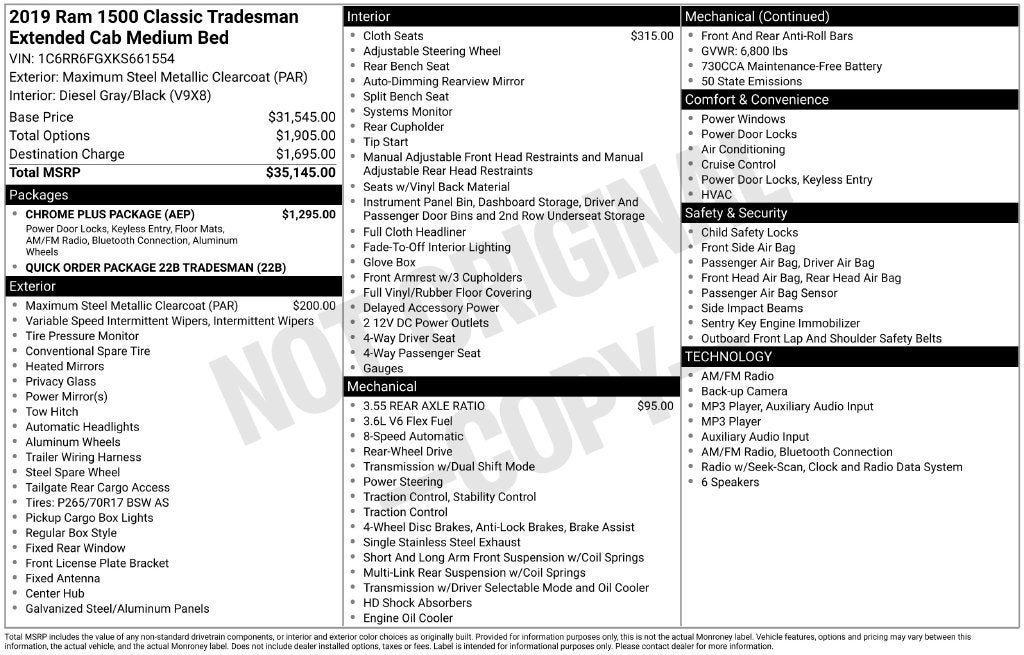 2019 RAM 1500 Classic Tradesman