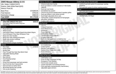 2005 Nissan Altima 2.5 S