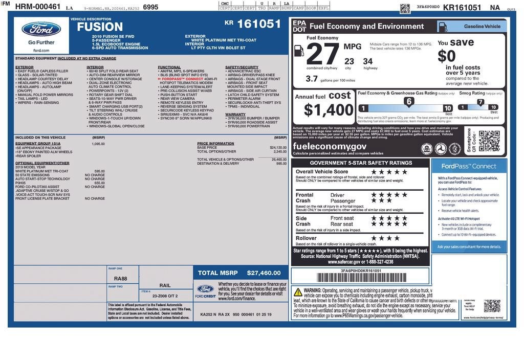 2019 Ford Fusion SE