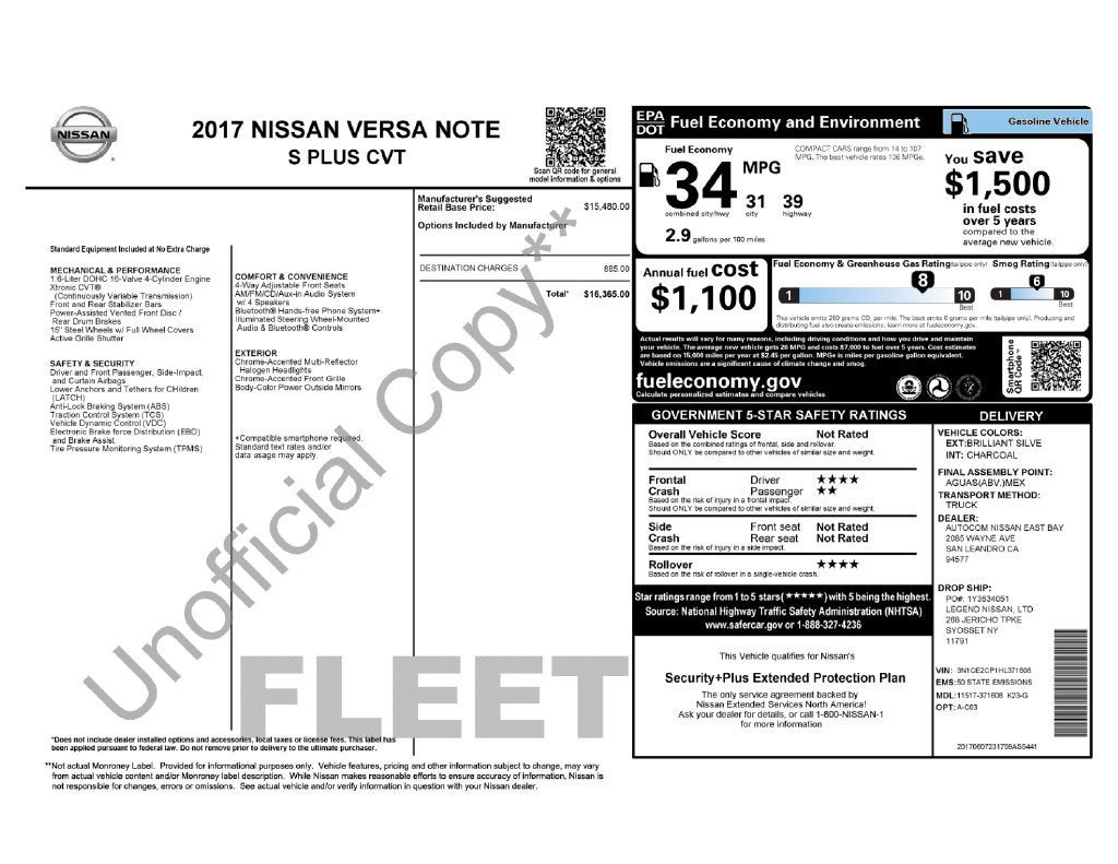 2017 Nissan Versa Note S Plus