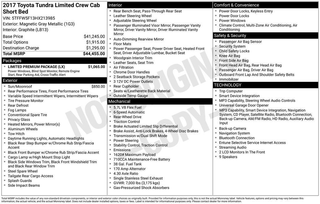 2017 Toyota Tundra 2WD Limited