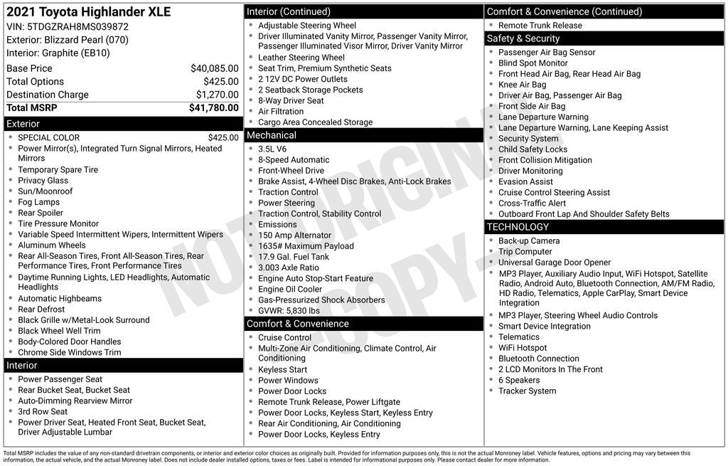 2021 Toyota Highlander XLE