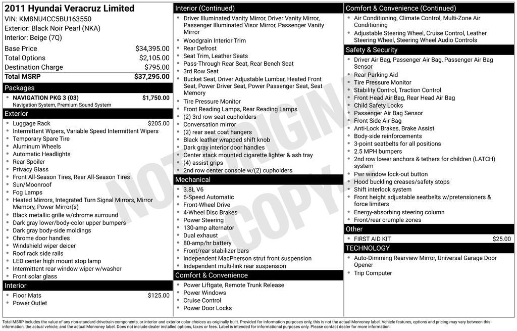2011 Hyundai Veracruz Limited