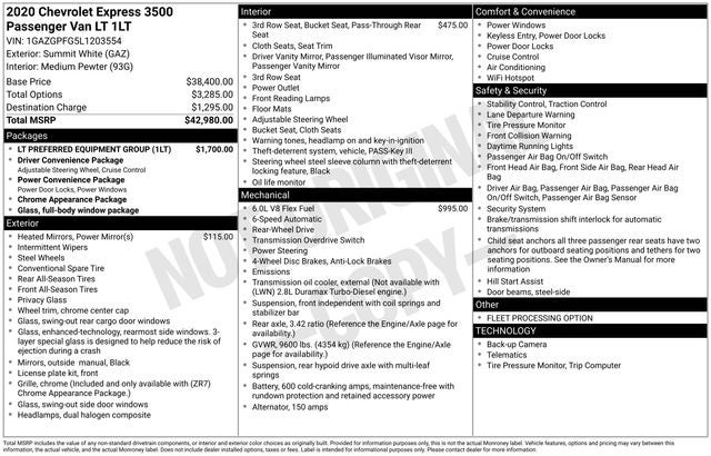 2020 Chevrolet Express 3500 LT Passenger
