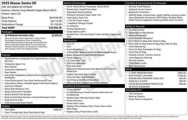 2025 Nissan Sentra SR