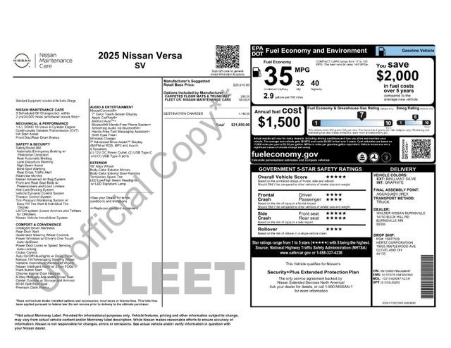 2025 Nissan Versa 1.6 SV