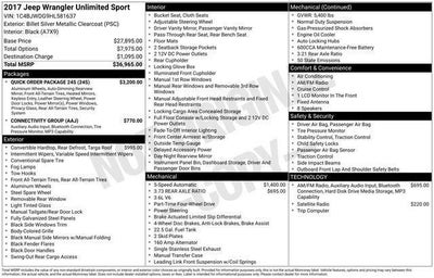 2017 Jeep Wrangler Unlimited Sport