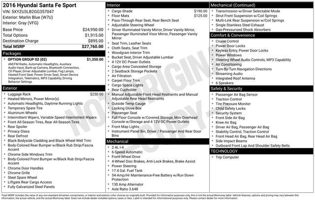 2016 Hyundai Santa Fe Sport FWD 4dr 2.4