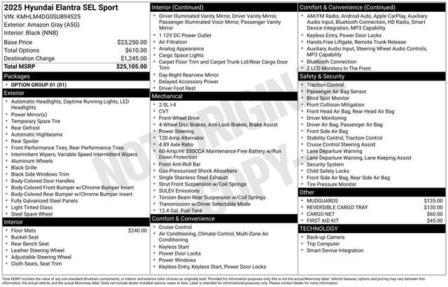 2025 Hyundai Elantra SEL Sport