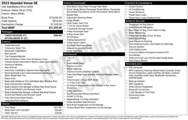 2023 Hyundai Venue SE