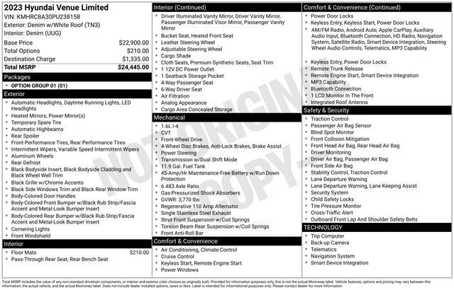 2023 Hyundai Venue Limited