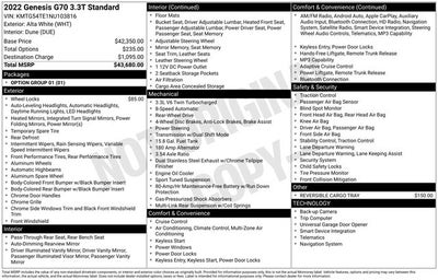 2022 Genesis G70 3.3T