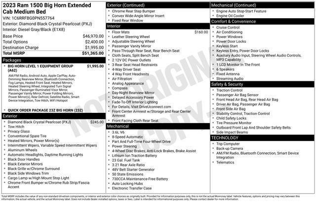 2023 RAM 1500 Big Horn Quad Cab 4x4 6'4' Box
