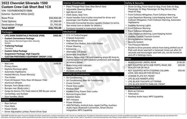 2022 Chevrolet Silverado 1500 2WD Crew Cab Short Bed Custom