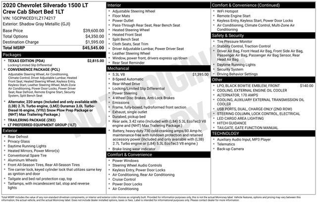 2020 Chevrolet Silverado 1500 2WD Crew Cab Short Bed LT