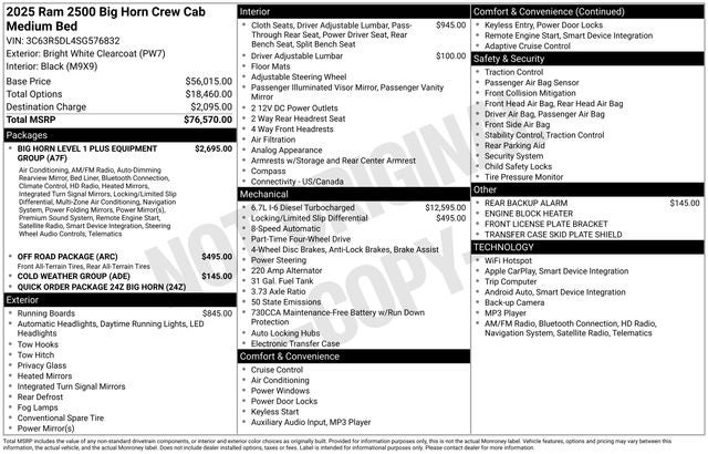 2025 RAM 2500 Big Horn Crew Cab 4x4 6'4' Box