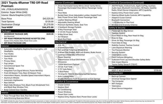 2021 Toyota 4Runner TRD Off Road Premium