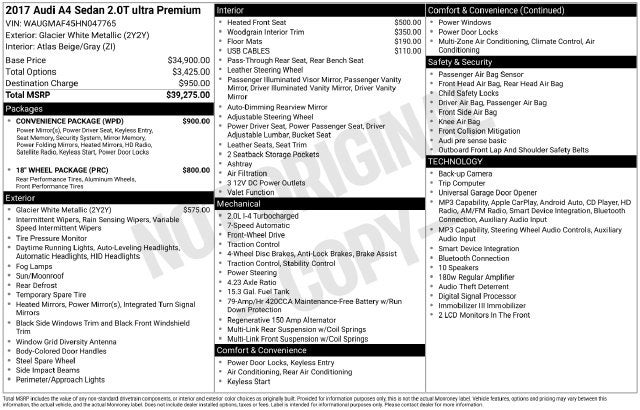 2017 Audi A4 2.0T ultra Premium Plus