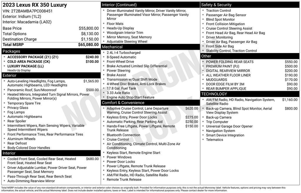 2023 Lexus RX RX 350 Luxury