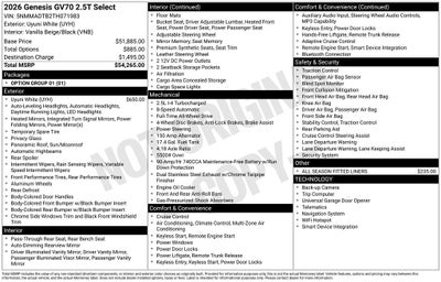 2026 Genesis GV70 2.5T Select