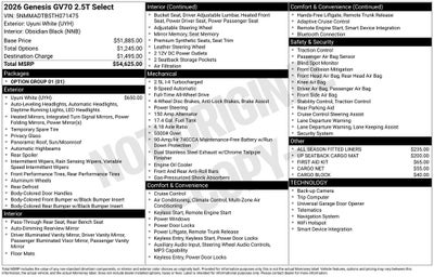 2026 Genesis GV70 2.5T Select