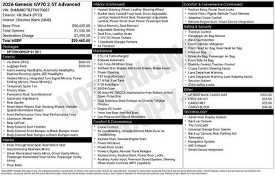2026 Genesis GV70 2.5T Advanced