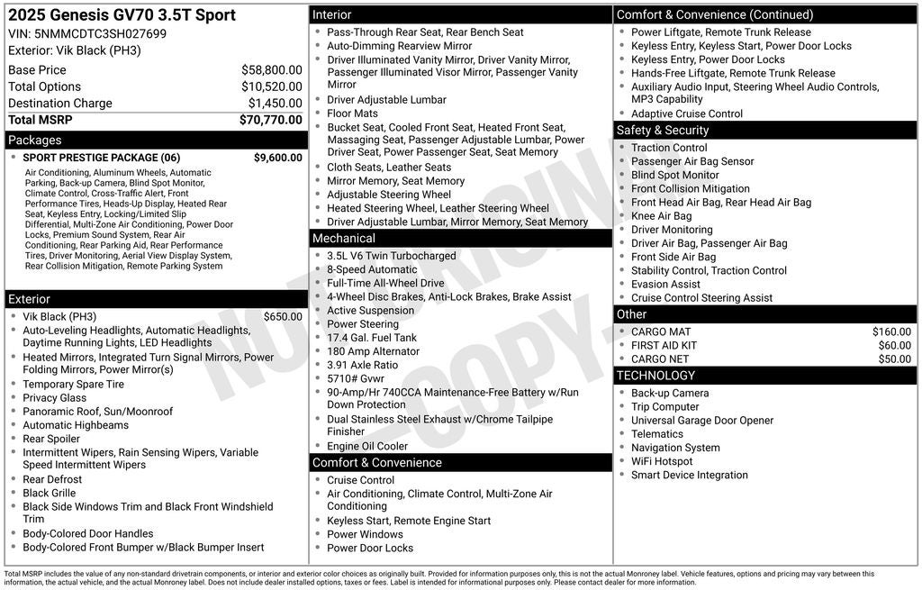 2025 Genesis GV70 3.5T Sport