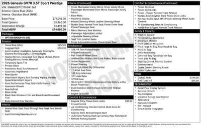 2026 Genesis GV70 3.5T Sport Prestige