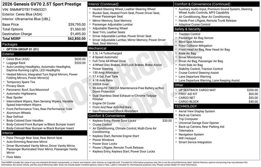 2026 Genesis GV70 2.5T Sport Prestige