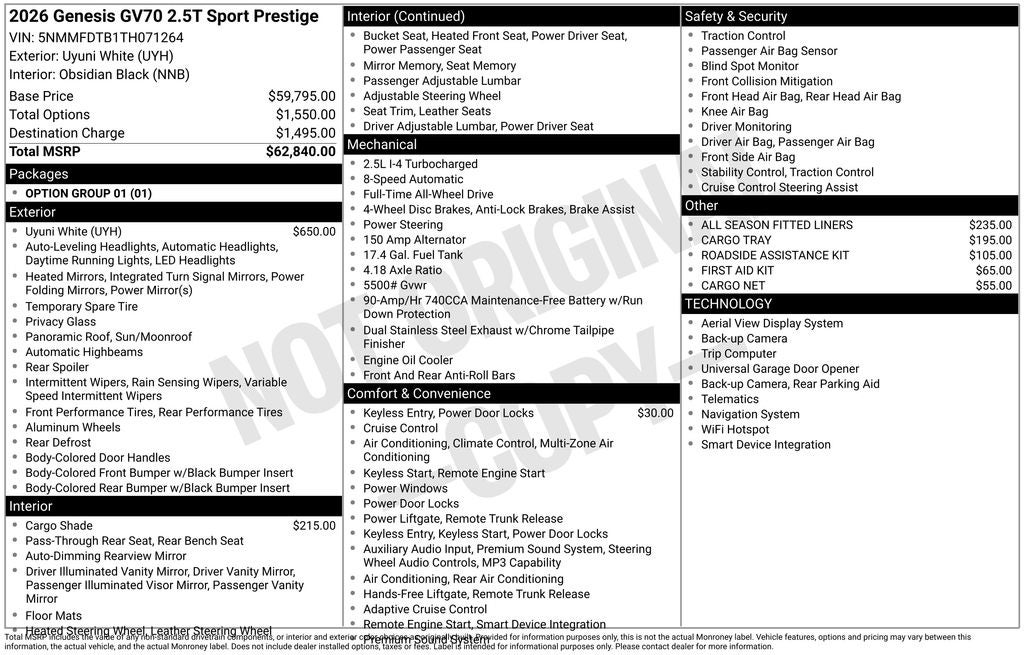 2026 Genesis GV70 2.5T Sport Prestige