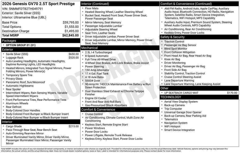 2026 Genesis GV70 2.5T Sport Prestige