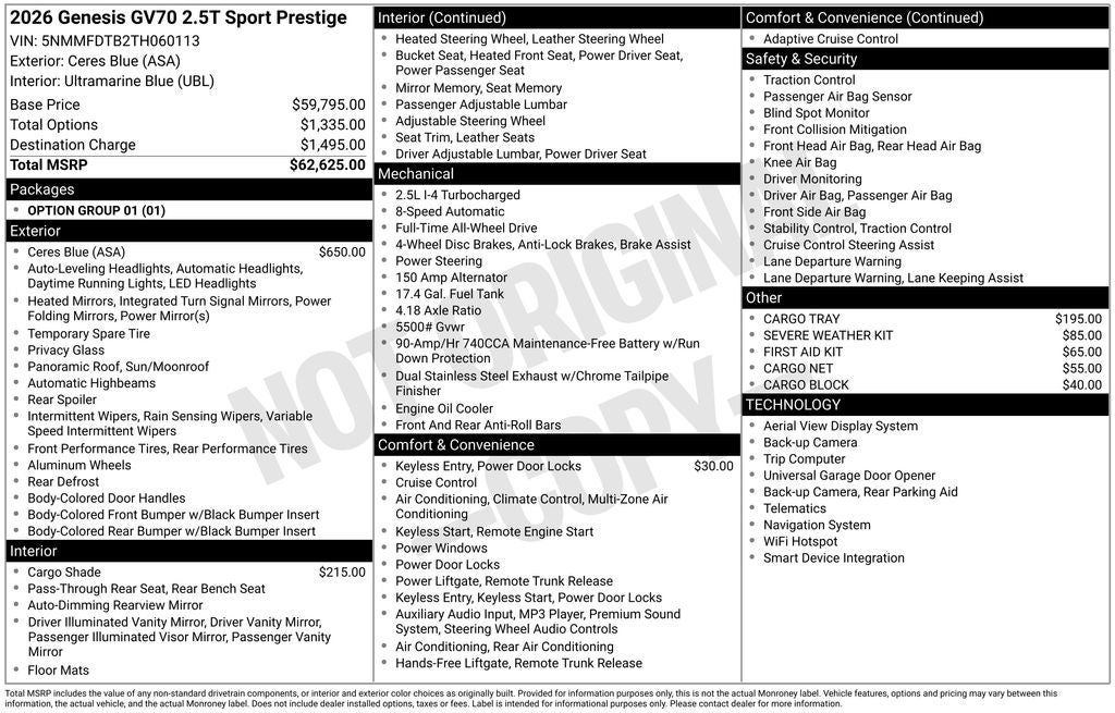 2026 Genesis GV70 2.5T Sport Prestige