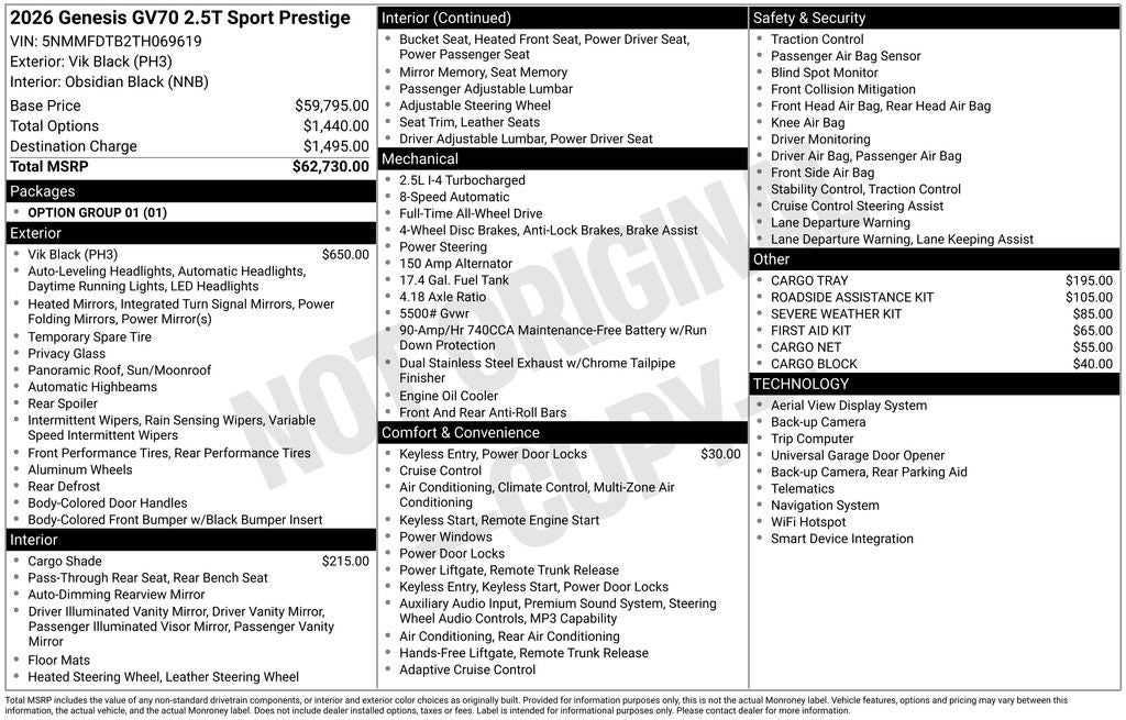 2026 Genesis GV70 2.5T Sport Prestige