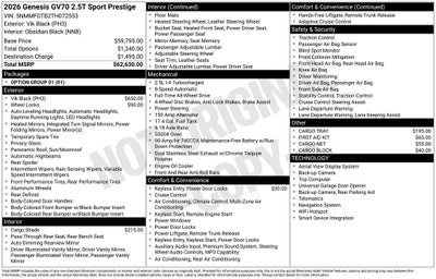 2026 Genesis GV70 2.5T Sport Prestige