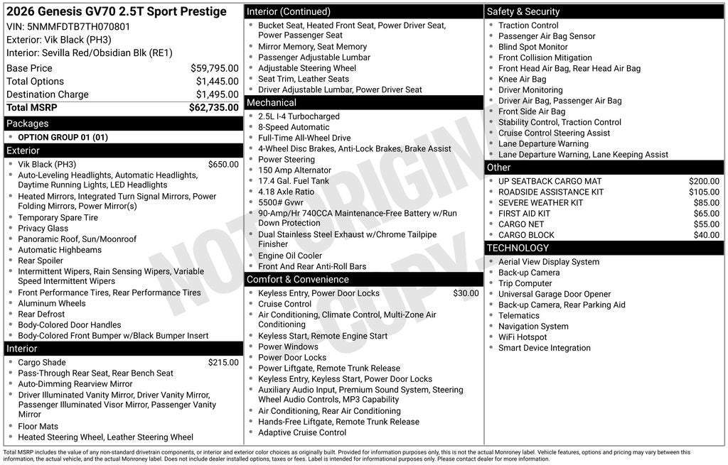 2026 Genesis GV70 2.5T Sport Prestige