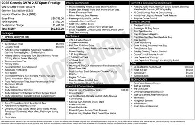 2026 Genesis GV70 2.5T Sport Prestige
