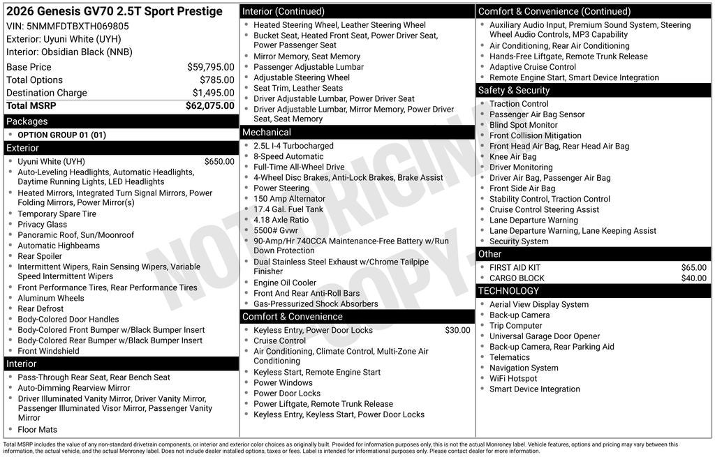 2026 Genesis GV70 2.5T Sport Prestige