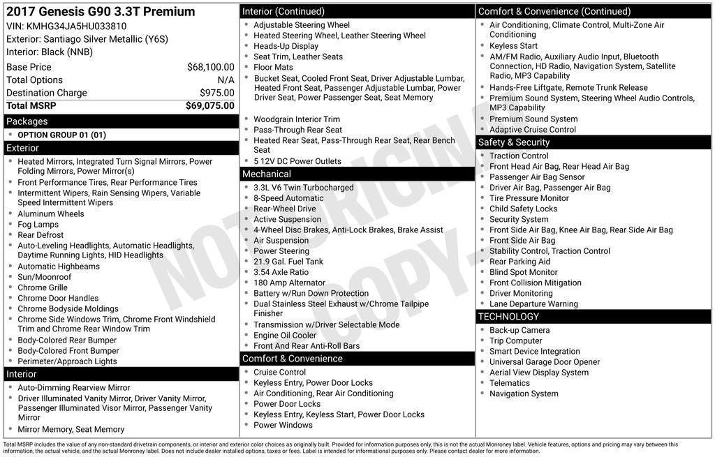 2017 Genesis G90 3.3T Premium