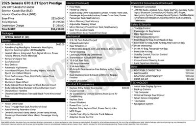 2026 Genesis G70 3.3T Sport Prestige