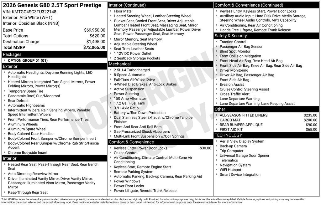 2026 Genesis G80 2.5T