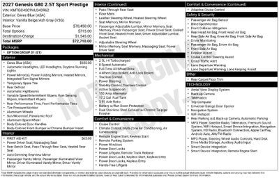 2027 Genesis G80 2.5T Sport Prestige
