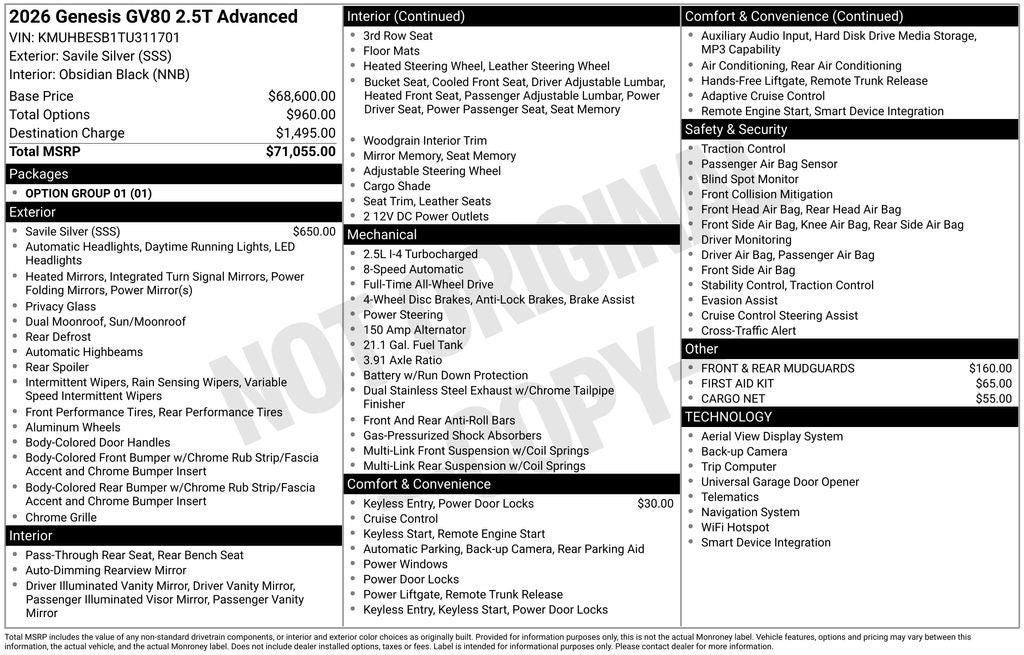 2026 Genesis GV80 2.5T Advanced