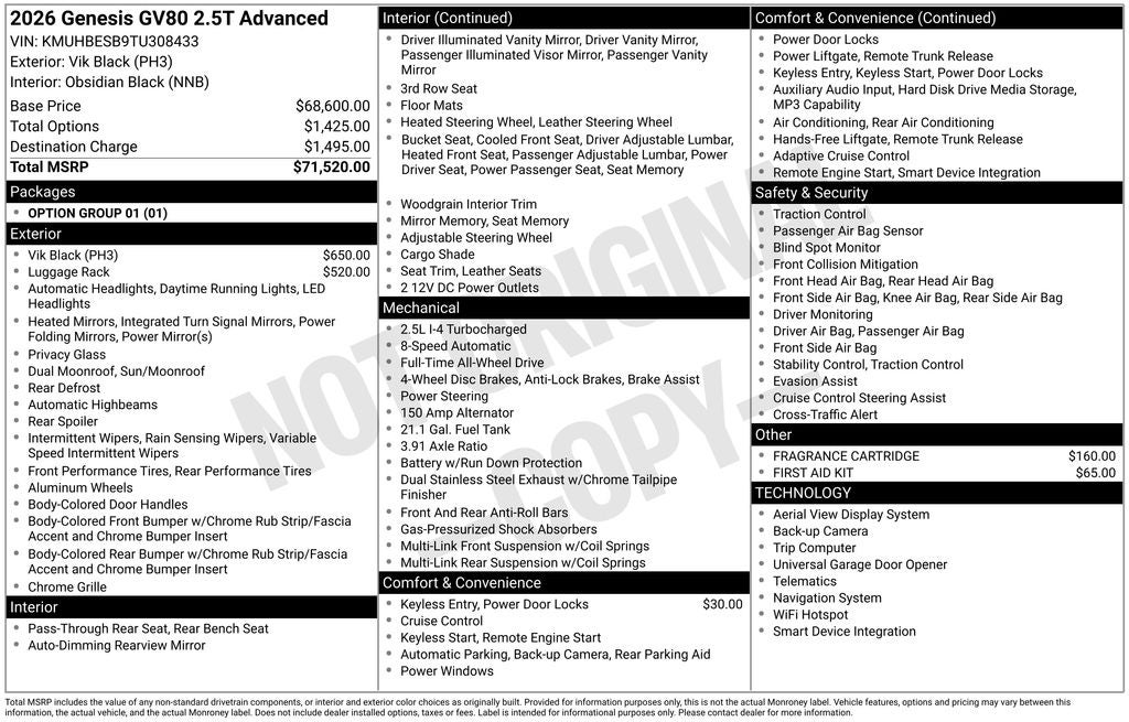 2026 Genesis GV80 2.5T Advanced