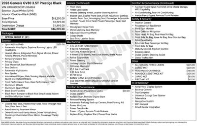 2026 Genesis GV80 3.5T Prestige