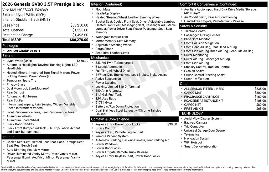 2026 Genesis GV80 3.5T Prestige