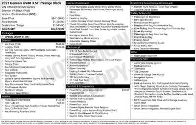 2027 Genesis GV80 3.5T Prestige Black