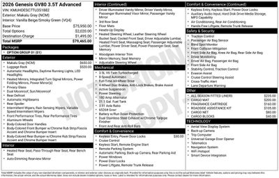2026 Genesis GV80 3.5T Advanced