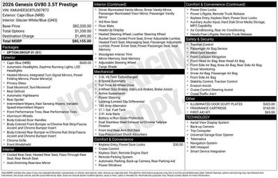 2026 Genesis GV80 3.5T Prestige