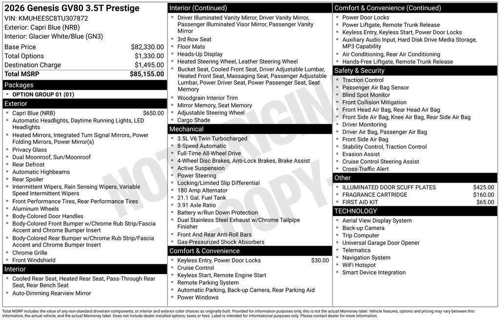 2026 Genesis GV80 3.5T Prestige