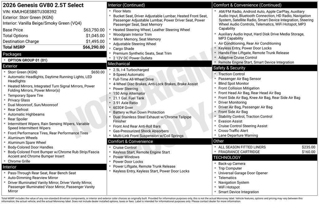 2026 Genesis GV80 2.5T